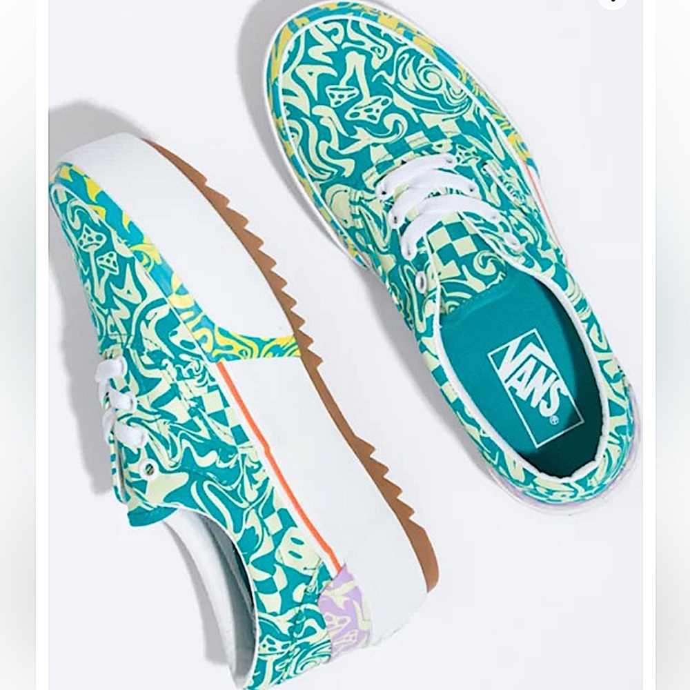 Vans Women's Teal Patterned Sneakers